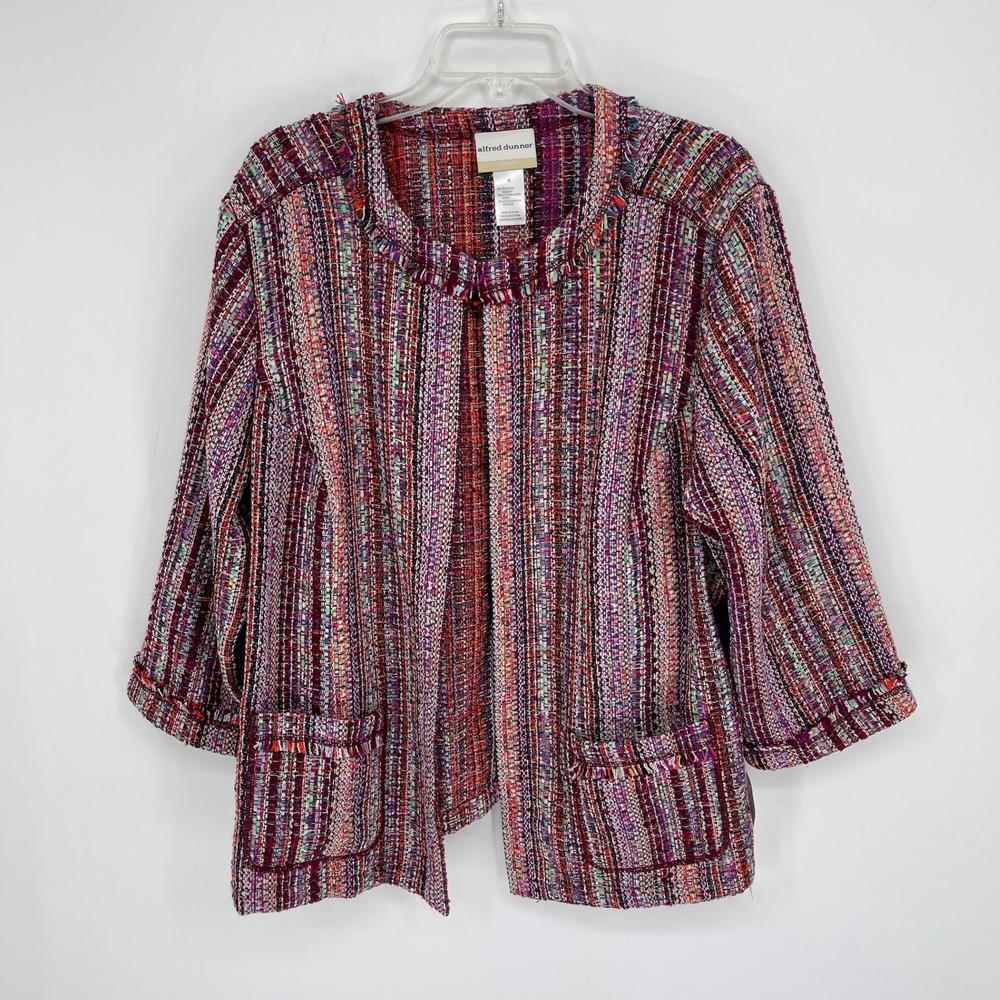 Alfred‎ Dunner NWT Women's Multicolor Striped Tweed Career Blazer Jacket Size 1X
